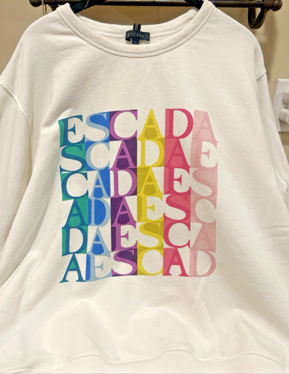Y2K Escada Logo streetwear Sweatshirt Designer Vintage Retro Luxury 100 Cotton L